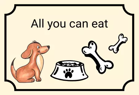 Hunde Warnschild Zutritt verbotenHunde All you can eat Bild