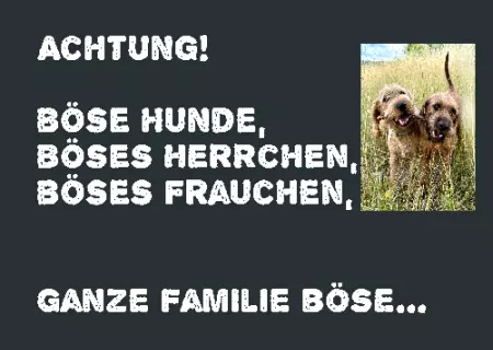 Hunde Warnschild Zutritt verboten Hunde ACHTUNG! BÖSE HUNDE, BÖSES HERRCHEN, ... Bild