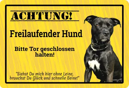Hunde Warnschild Zutritt verbotenHunde Achtung! Freilaufender Hund Bild