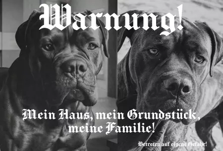 Hunde Warnschild Zutritt verboten Hunde Mein Haus, mein Grundstück Bild