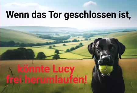 Hunde Warnschild Zutritt verbotenHunde Wenn das Tor geschlossen ist, könnte Lucy frei ... Bild